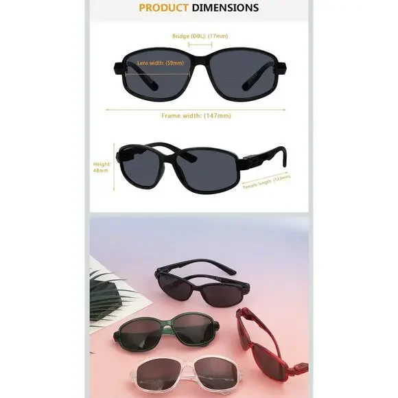 BFOCO Bifocal Sunglasses Men With No Metal Glossy Green Spring Hinges +1.75 S18 - Picture 4 of 5